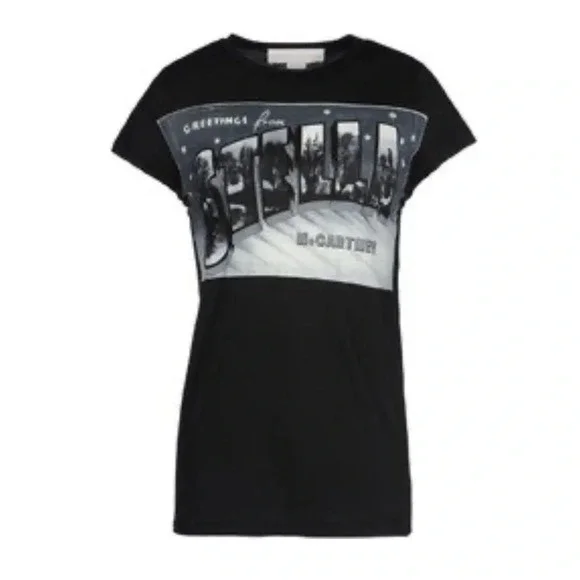 NWOT COTTON SILK Stella McCartney Greetings black tee grunge T-shirt 44 8 10 M - Picture 10 of 10